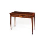 A George III figured purplewood, satinwood and tulipwood banded card table