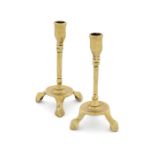 A pair of brass candlesticks, late 19th century