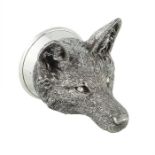 A Victorian silver fox head stirrup cup by James Barclay Hennell, London, 1878