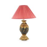 A late 19th century French gilt bronze and patinated bronze lamp base