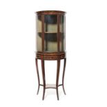 A 19th century Italian brown and blonde tortoiseshell demi-lune vitrine/display cabinet on stand