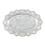 A German shaped oval coin-set silver dish, .800 standard, circa 1890