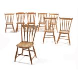 A matched set of eight unusual ash and sycamore Windsor chairs, late 19th century