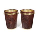 A pair of large George III style Irish mahogany peat buckets, modern
