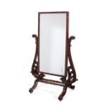 A Regency mahogany cheval dressing mirror