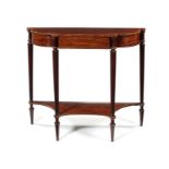 A fine late George III mahogany and rosewood crossbanded demi-lune pier table