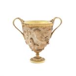 A brass and terracotta cup by Elkington & Co, late 19th century