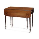 A rare Regency mahogany and ebony line inlaid metamorphic pembroke dining table