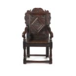 A Charles II pine and oak armchair, Yorkshire