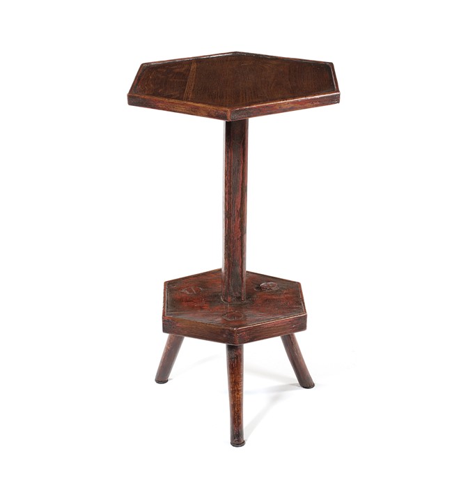 A small George III two-tier red-painted oak table