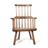 A George III ash stick-back Windsor armchair, probably Welsh