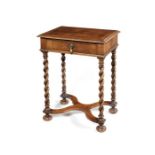 A small William and Mary style walnut and featherbanded centre table