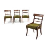 set of four Regency Scottish mahogany carved library/dining chairs attributed to Trotter