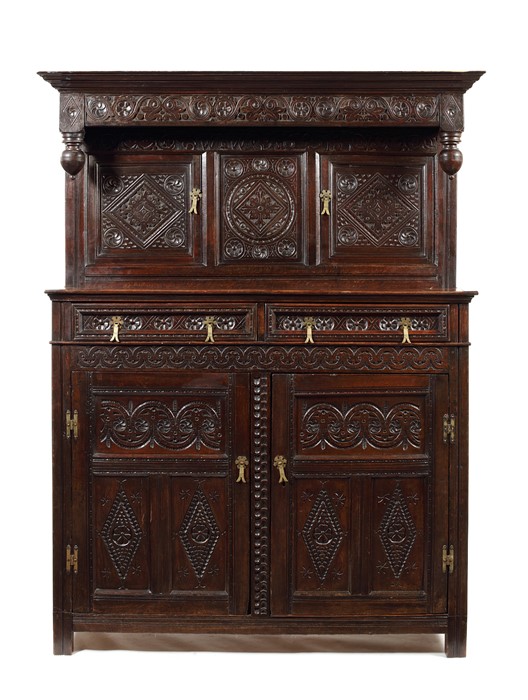 A William and Mary oak press cupboard, Lancashire