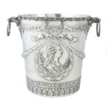 A German silver ice bucket, Hanau, circa 1900, additionally with French control mark below rim