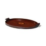 A George III mahogany and sycamore marquetry tray possibly by Gillows