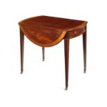 A George III mahogany and satinwood and rosewood banded pembroke table