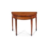 A late George III satinwood banded card table