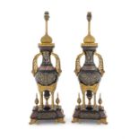 A pair of late 19th century marble and gilt bronze Islamic style lamps