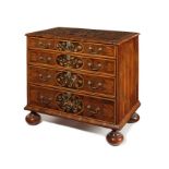 A William and Mary olive oyster veneered, sycamore floral marquetry chest