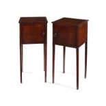 A pair of late George III mahogany pot cupboards or bedside tables