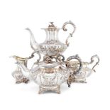 Victorian four-piece silver tea and coffee service by William Bateman & Daniel Ball