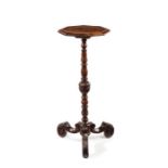 A late 17th century Dutch walnut and oyster veneered candle stand