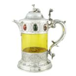 An unusual Victorian silver-mounted amber glass jug by E. & J. Barnard, London, 1863