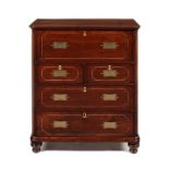 A mid 19th century Anglo-Chinese rosewood and bone inlaid secretaire chest