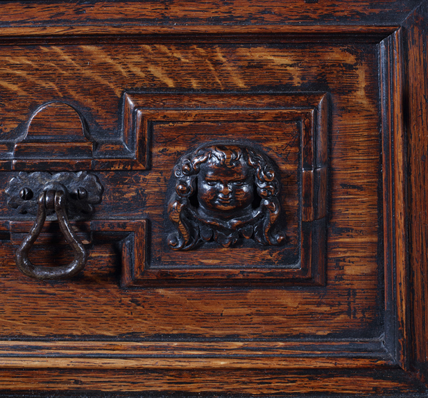 An unusual Charles II architectural oak enclosed chest - Image 2 of 2