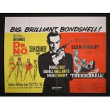 JAMES BOND: DR NO (1962) / THUNDERBALL (1965) - UK Quad Poster