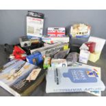 A group of miscellaneous items including DAB Phillips radio, hair straighteners, curlers etc.