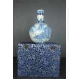 A 20th century Chinese blue and white vase, in the original presentation box.