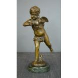 A bronze figure of Cupid, 35cm high.