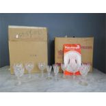 A group of crystalware: two boxes of glasses including sherry and liquor. (2 boxes)