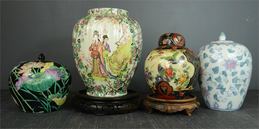 A group of four ceramics jars.