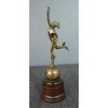 An antique bronze figure of Achilles, raised on an ebonised base,27cm high.8cm wide