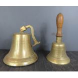 An ARP Fiddian hand bell, together with a further bell.