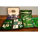 Four Edwardian boxed sewing sets, complete with contents.