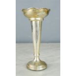 A silver bud vase, Sheffield, 3.56toz total. 16cm high, 7.5cm wide