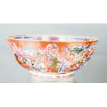 A late 18th/early 19th century Chinese bowl, finely painted to depict figural scenes, with intricate