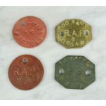 Four military leather identity tags, one to Horgan RAF 3005402.
