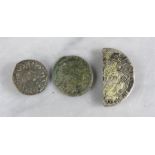 Numismatic: a Medieval or later copper alloy half medallion, a Medieval copper alloy seal matrix and
