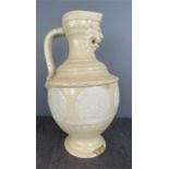A 19th century stoneware salt glazed pitcher, embossed with coat of arms roundels, Prins Von
