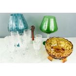 A quantity of glassware to include large vases, coloured glass, crystal bowl opaque glass vase and