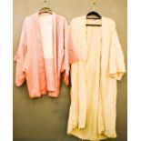Two Chinese kimonos, one in pink silk.