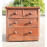 A small mahogany veneered pine chest, with two over two long drawers, 85 by 87 by 45cm.