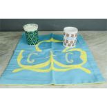 A Girl Guides group of memorabilia including pillow case and two mugs.