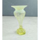 A Vaseline glass bud vase, 11cm high.