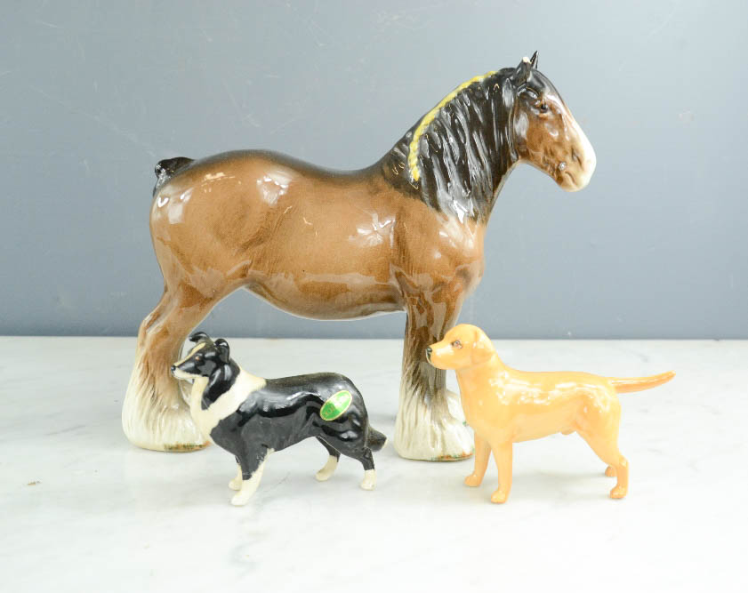 Beswick: a collie dog, labrador and a shire horse.